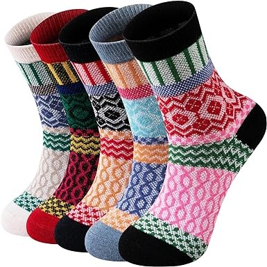 coclothy Wool Socks for Women - Womens Wool Socks Winter Socks for men Warm Thick Knit Wool Soft Vintage Casual Crew Socks