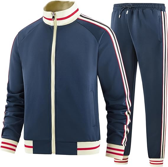dioxoib Men Track Suits Sets Long Sleeve Full-zip Sweatsuit Active Jackets and Pants 2 Piece Outfits