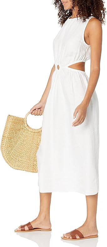 The Drop Women's Sade Linen Cutout Midi