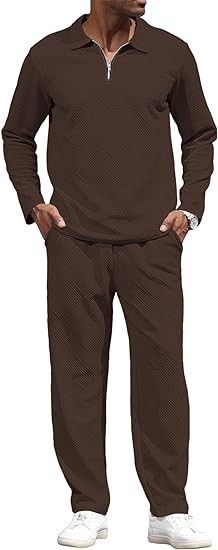 Lexiart Mens Fashion 2 Piece Outfits-Polo Shirts and Pants Casual Tracksuit Sweatsuit Set