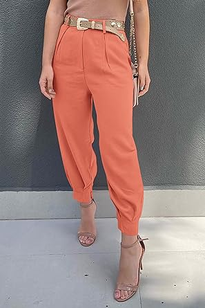 PRETTYGARDEN Women's Summer High Waisted Pants Casual Ankle Length Work Office Trouser Slacks with Pockets