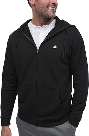 INTO THE AM Premium Zip Up Hoodies for Men S - 4XL Casual Lightweight Fitted Full Zip Sweatshirt