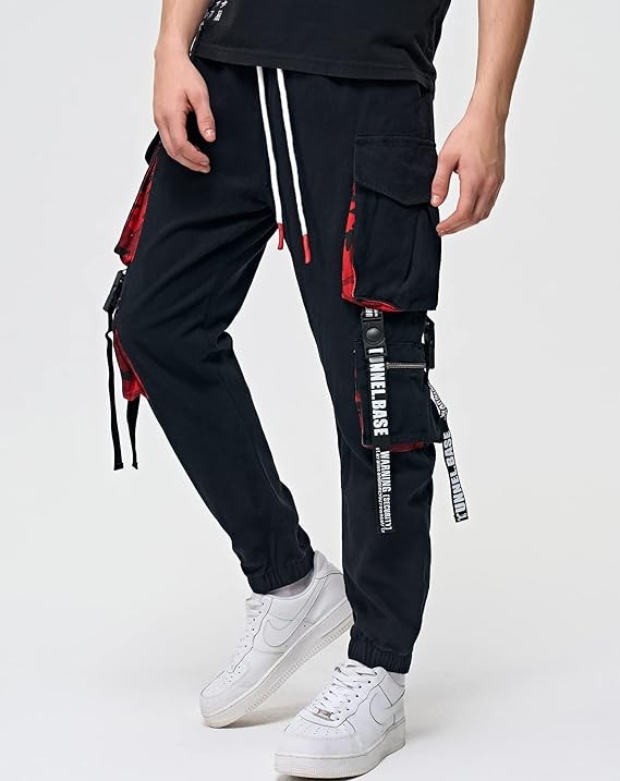 Niepce Inc Japanese Streetwear Cargo Pants for Men with Straps