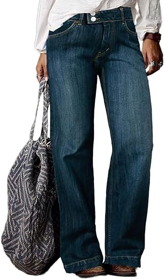 Flamingals Women's Ripped Straight Leg Jeans Mid Waist Vintage Jeans