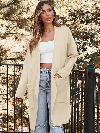 LILLUSORY Women's Oversized Dressy Cardigans 2023 Long Knit Coatigans Lightweight Winter Coat Fall Sweater Jacket