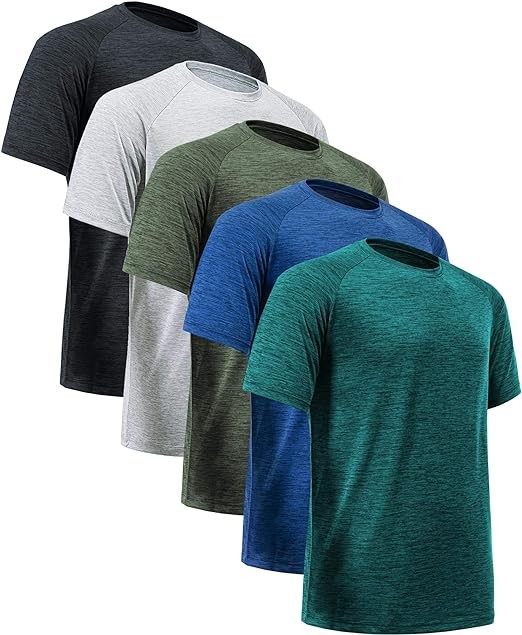 MCPORO Workout Shirts for Men Short Sleeve Quick Dry Athletic Gym Active T Shirt Moisture Wicking