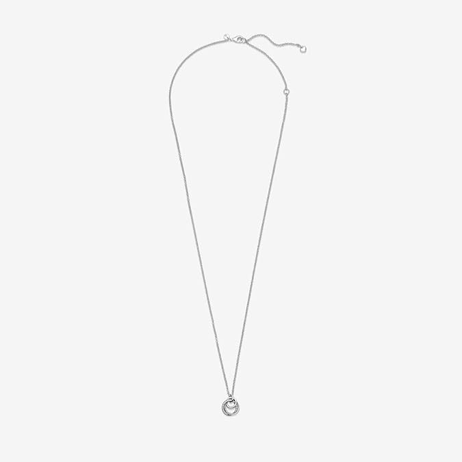 PANDORA Family Always Encircled Pendant Necklace - Adjustable Necklace with Lobster Clasp - Gift for Her - Sterling Silver & Cubic Zirconia - With Gift Box - 23.6"