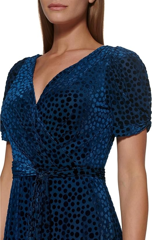 DKNY Women's Knot Sleeve Fit and Flare Dress