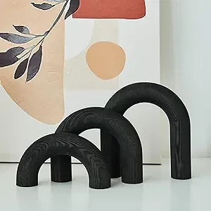 HMASYO 3Pcs Wood Arch Decorative Objects - Coffee Table Decor, Aesthetic Arch Design Shelf Decor, Neutral Home Decor Accents, Modern Minimalist Bookshelf Decor, Boho Decor for Living Room Entryway