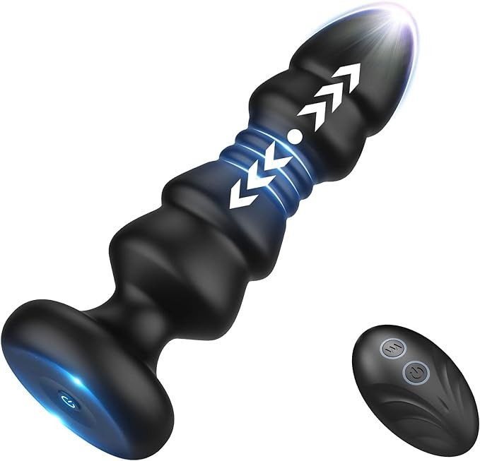 Thrusting Anal Vibrator - Anal Sex Toy Remote Control Vibrating Butt Plug G Spot Vibrator, Anal Plug Vibrator With 5 Vibrating & Thrusting Modes Prostate Massager For Male and Female