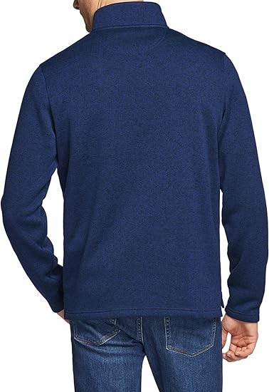 TSLA Men's Quarter Zip Thermal Fleece Lined Sweater, Winter Lightweight Soft Pullover Collar Sweatshirt