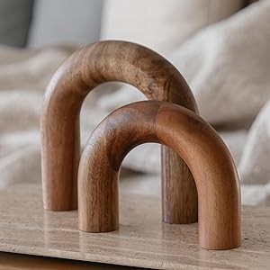 Peakoly Wood Arch Bookshelf Decor - Shelf Decor Accents, Coffee Table Decor Items, Modern Home Decor, Entryway Decor, Decorative Objects, Coffee Table Decorations Living Room, Desk Decor Aesthetic