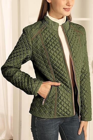 Bellivera Womens Diamond Quilted Lightweight Puffer Jacket Spring and Winter Padded Coat