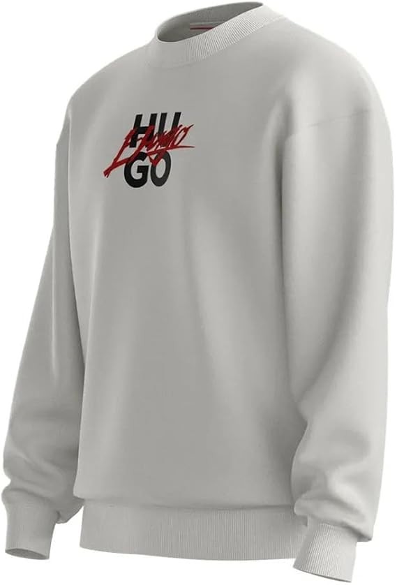 HUGO mens Script Stack Logo Crewneck Sweatshirt