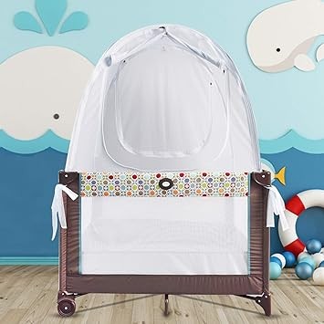 Baby Pack 'N' Play Pop Up Tent Safety Net, Protects from Insects, Mosquitoes and from Baby Climbing Out, See Through Mesh Net (Pack N Play Tent 37.5" x 26")