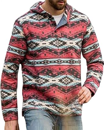 Beotyshow Men's Aztec Western Hoodie Sweatshirt Pullover Hooded Sweatshirts Casual Vintage Hoodies