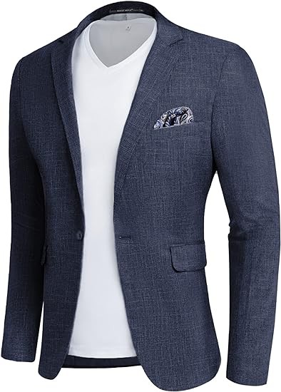 MAGE MALE Men's Slim Fit Blazer Jackets Suit One Button Lightweight Sport Coats Casual Blazer