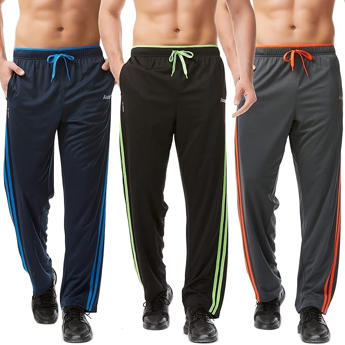 SACUIMAN Mens Sweatpants with Zipper Pockets Open Bottom Athletic Pants for Workout,Running,Training,Jogging,Gym