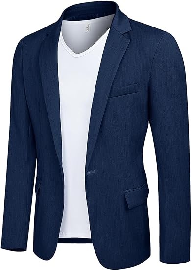 TUREFACE Men's Casual Blazer Suit Jackets Lightweight Sports Coats One Button Busniess Jacket