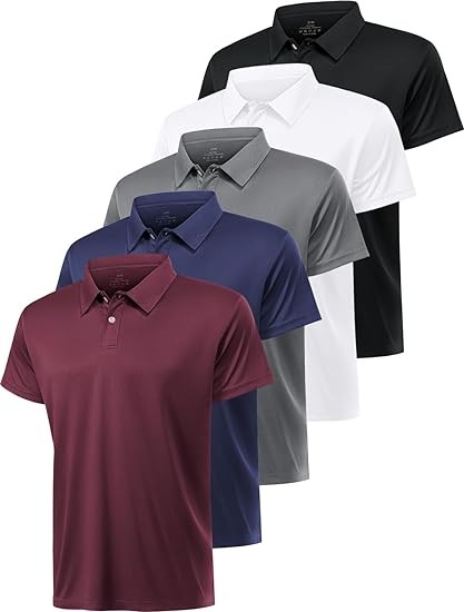 Orrstarry 5 Pack Polo Shirts for Men Quick Dry Activewear Short Sleeve Golf Polos Moisture Wicking Sport Casual Work Shirt