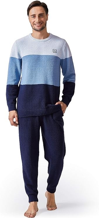 DAVID ARCHY Men's Plush Fleece Sleepwear Warm Cozy Long Sleeve Top & Bottom Pajama Set Nightwear