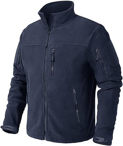 CRYSULLY Men's Fleece Jacket Tactical Full-Zip Winter Coat Jackets Multi Pockets