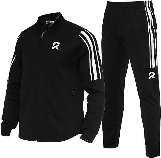 R RAMBLER 1985 Mens track suit set 2 pieces casual Active Sweatsuit zip up jacket pants jogging outwear