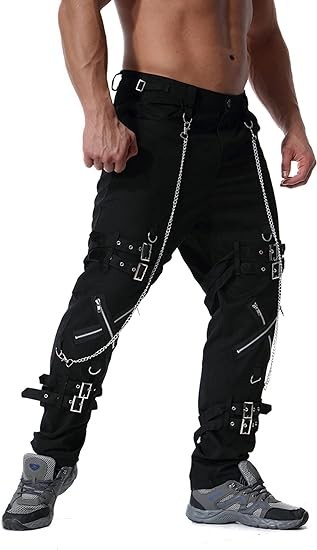 AKARMY Men's Fashion Hiphop Rock Punk Gothic Pants Techwear Sport Hiking Riding Cotton Casual Cargo Pants