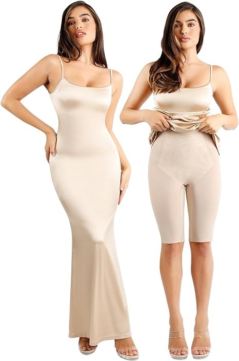 Popilush Shaper Dress with Built in Shapewear - Glitter Dress Bodycon Dresses for Women Sleeveless Maxi Club Party Dress