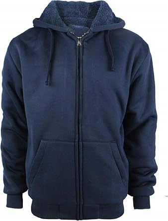 Facitisu Heavyweight Sherpa Lined Fleece Hoodie Sweatshirts for Men Winter Zip Plus Size Jacket