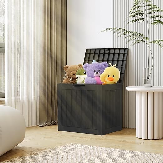 DAGIF Outdoor Storage Deck Box Waterproof and UV Resistant Resin for Outdoor Pillows, Children Toys,Sports Equipment, Garden Tools and Pool Supplies (30 Gal black)