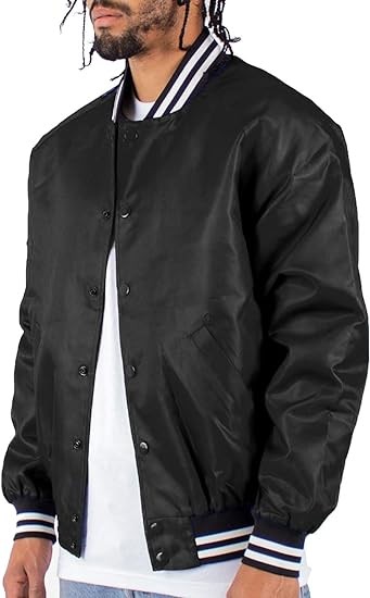 Shaka Wear Men’s Bomber Jacket – Classic Padded Relaxed Fit Water Resistant College Baseball Varsity Coat S-3XL