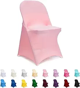 ManMengJi Folding Chair Covers, Spandex Folding Chair Covers 12 PCS Light Pink, Party Chair Covers Universal Chair Slipcovers for Banquet Wedding Event