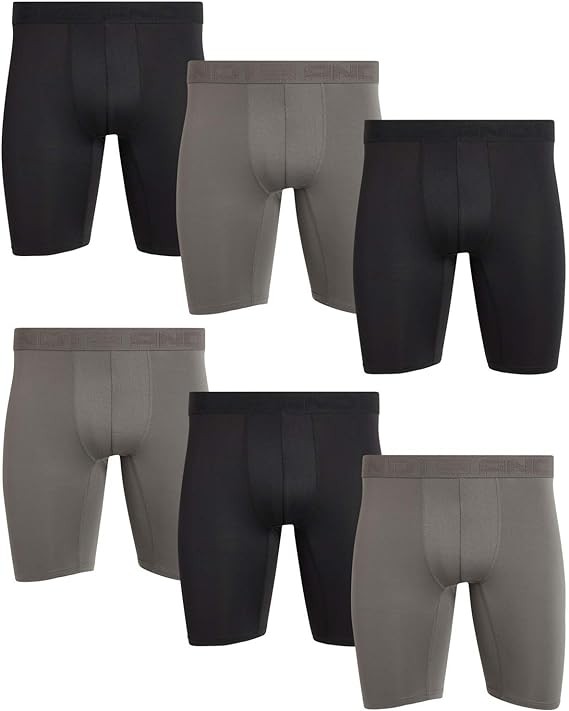 AND1 Men's Underwear – 6 Pack Long Leg Performance Compression Boxer Briefs (S-3XL)