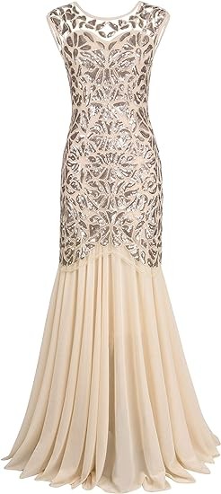 PrettyGuide Women 's 1920s Black Sequin Gatsby Maxi Long Evening Prom Dress