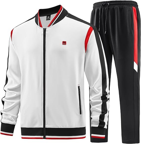 W JIANWANG Men's Casual Tracksuits Long Sleeve Jogging Suits Sweatsuit Sets Track Jackets and Pants 2 Piece Outfit