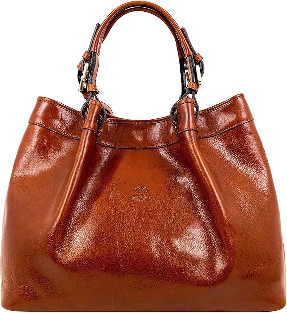 Time Resistance Leather Handbag - Top Handle Bag - Full-Grain Leather Purse for Women