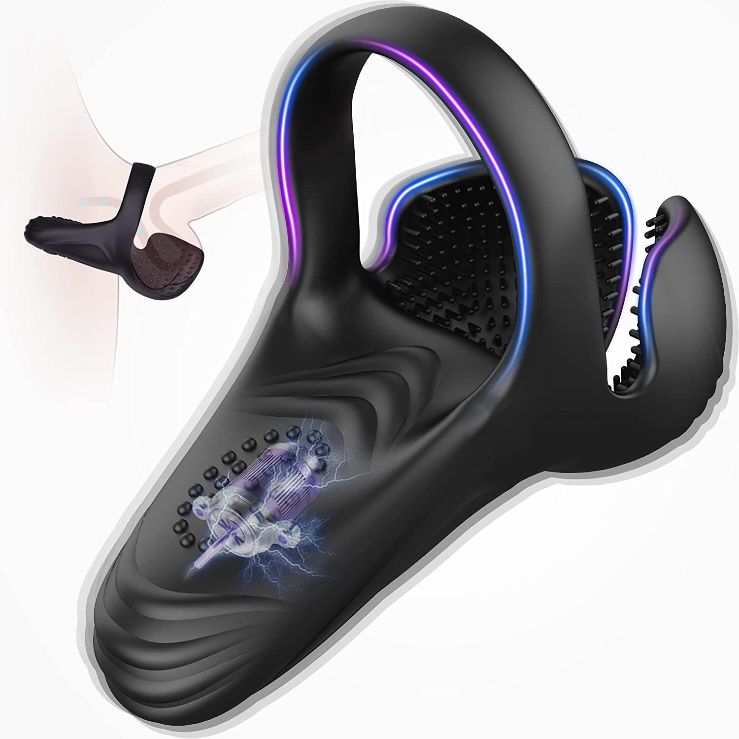 Vibrating Cock Ring, Evyleen Penis Ring with 10 Vibration Modes, Mens Vibrator for Prenium/Balls Stimulation, Waterproof Cock Rings for Men, Adult Sex Toys & Games