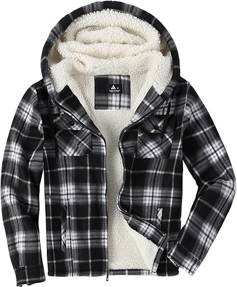 Minfunttu Hoodies for Men Zip Up Fleece Sherpa Lined Jackets Heavyweight Sweatshirts Jacquard Coat