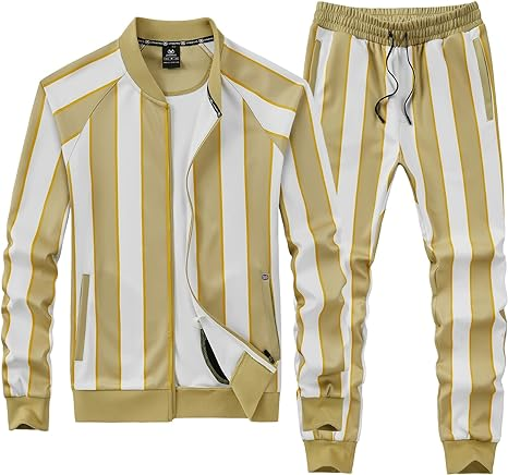 ANOTWENER Men's Track Suits 2 Piece Stand-up Collar Long Sleeve with Double Side Pockets Jacket and Sweatpants