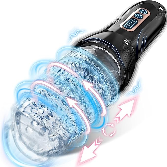 Automatic Male Masturbator Sex Toys, Uoffile Male Sex Toy with 5 Thrusting & Rotating & 10 Vibrating Modes, Adult Toys Men Masturbation Machine Electric Pocket Pussy Male Stroker Sex Toys for Men