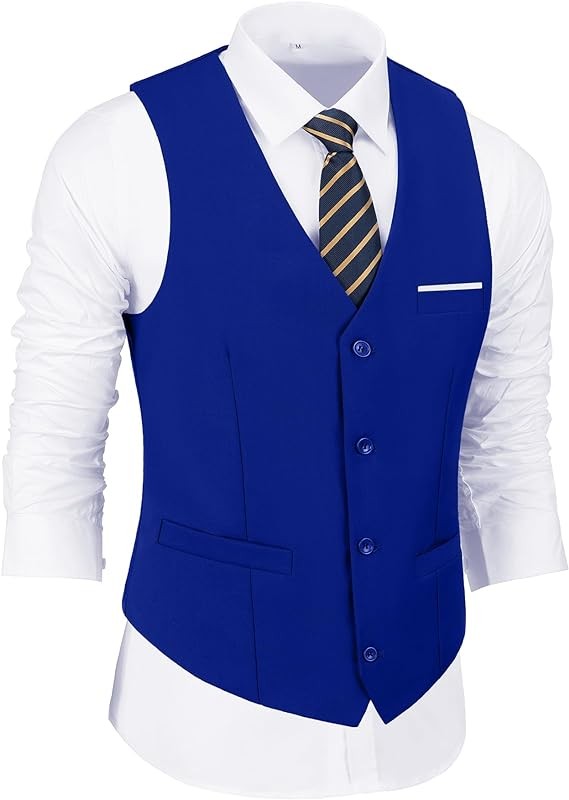 Fesenbo Men's Suit Slim Fit 2 Pieces Suits Set Grooms Tuxedos Business Wedding Prom Party Suit Vest and Pants