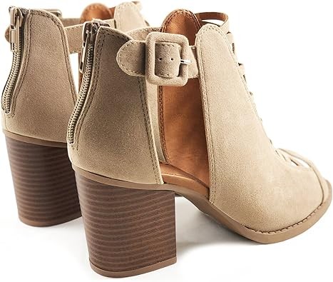 Soda ARAN ~ Women Open Toe Crisscross Straps Back Zipper High Heel Fashion Sandal with Adjustable Ankle Strap
