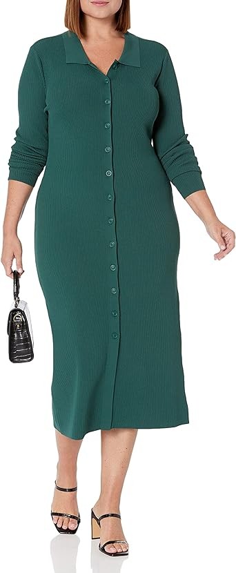 The Drop Women's Jaxon Rib Button Down Sweater Dress