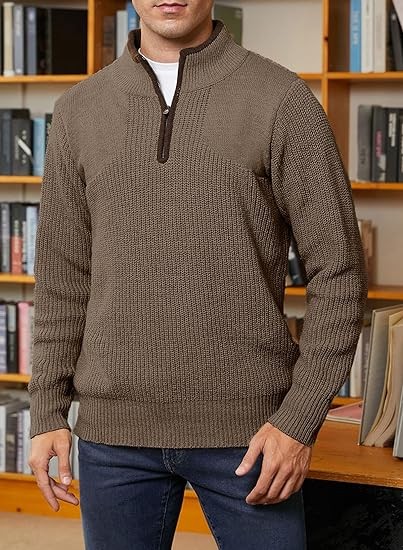JMIERR Mens Long Sleeve Polo Shirts Casual Collar Button Up Slim Fit Ribbed Knitted Golf Shirt