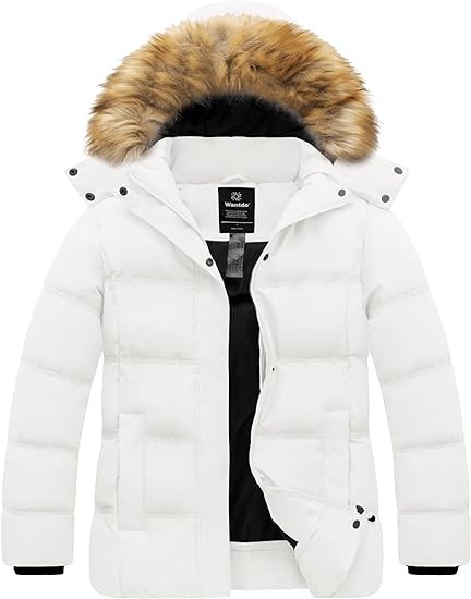 wantdo Women's Plus Size Winter Coat Quilted Thicken Puffer Jacket with Removable Hood