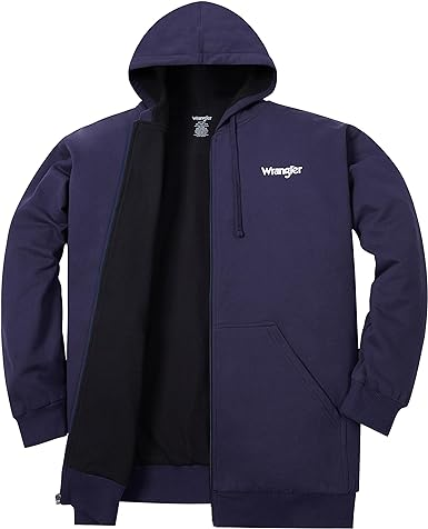 Wrangler Mens Hoodies Big and Tall Thermal Lined Hoodies for Men Zip Up Heavyweight Mens Sweatshirt