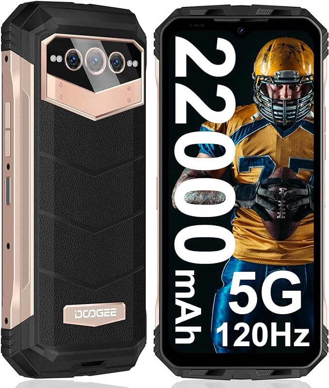 DOOGEE V MAX (2023) 5G Rugged Smartphone, 22000mAh 20GB+256GB Android 12 Rugged Phones Unlocked, 120Hz 6.58" Rugged Cell Phone, Dual Hi-res Speakers, 108MP Main Camera, Night Vision, NFC, OTG