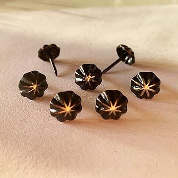 Upholstery Tacks, Furniture Upholstery Nails for Decorative, 100 PCS 7/16 inch Decorative Tack for Furniture DIY Decorative, Pumpkin Shape Nail Copper Renaissance/Matt Black