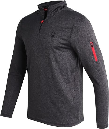 Spyder Men's Active Shirt - Quarter Zip Long Sleeve Performance Pullover - Lightweight Workout Shirt for Men (S-XL)